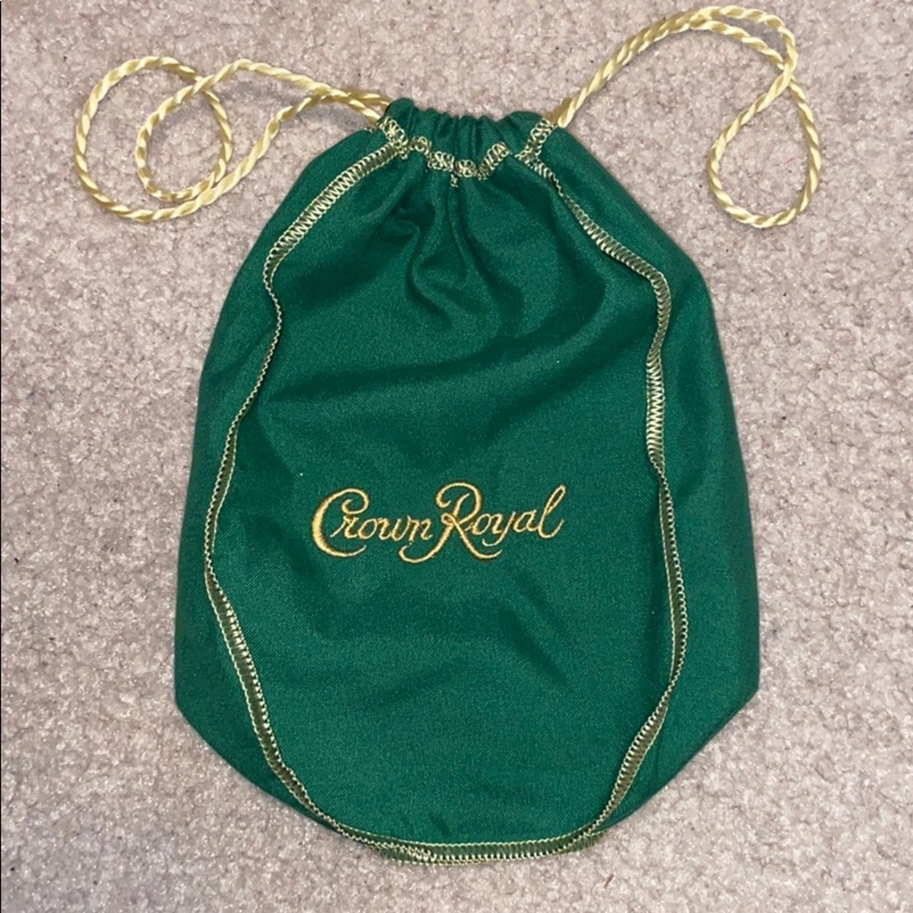 Crown Royal Green & Gold Drawstring Bag